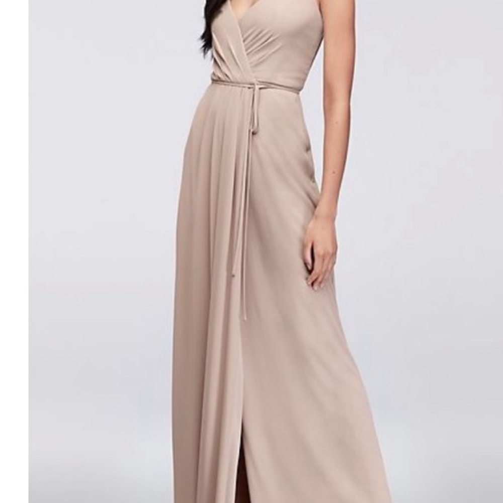 David's Bridal Taupe Bridesmaid Dress